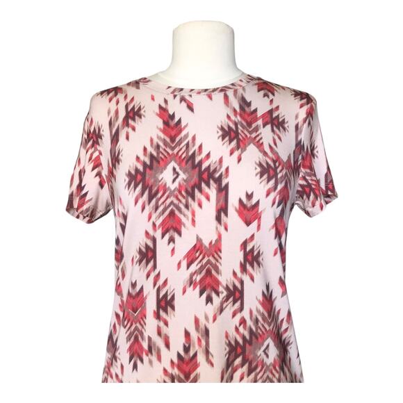 L’AGENCE Ressi Tan Multi Ganado Print Crew Neck Tee Shirt Petite Small NWT - Picture 3 of 15